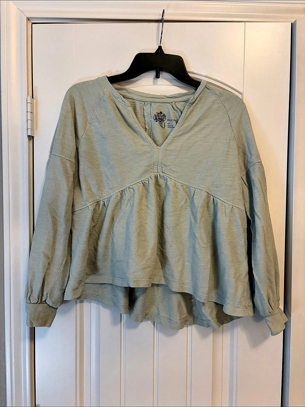 Pilcro Cotton Peplum Tunic Green XXS